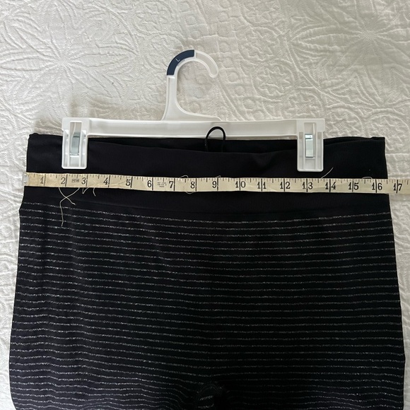 Athleta Shimmer Stripe leggings black silver metallic tights full length xl - Picture 11 of 11